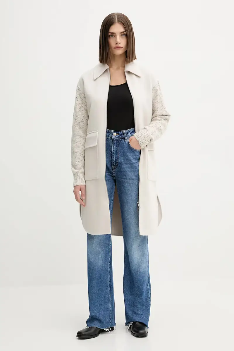 cappotto in lana JINU colore beige 25WWEW59 miniatura 2