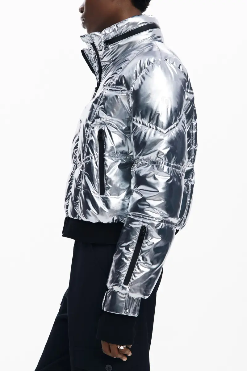 Cappotto metallizzato con cappuccio BLACK miniatura 2