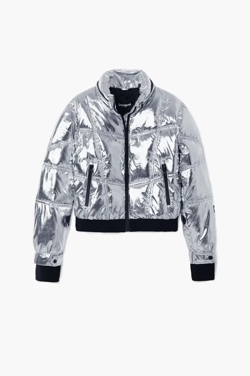 Cappotto metallizzato con cappuccio BLACK