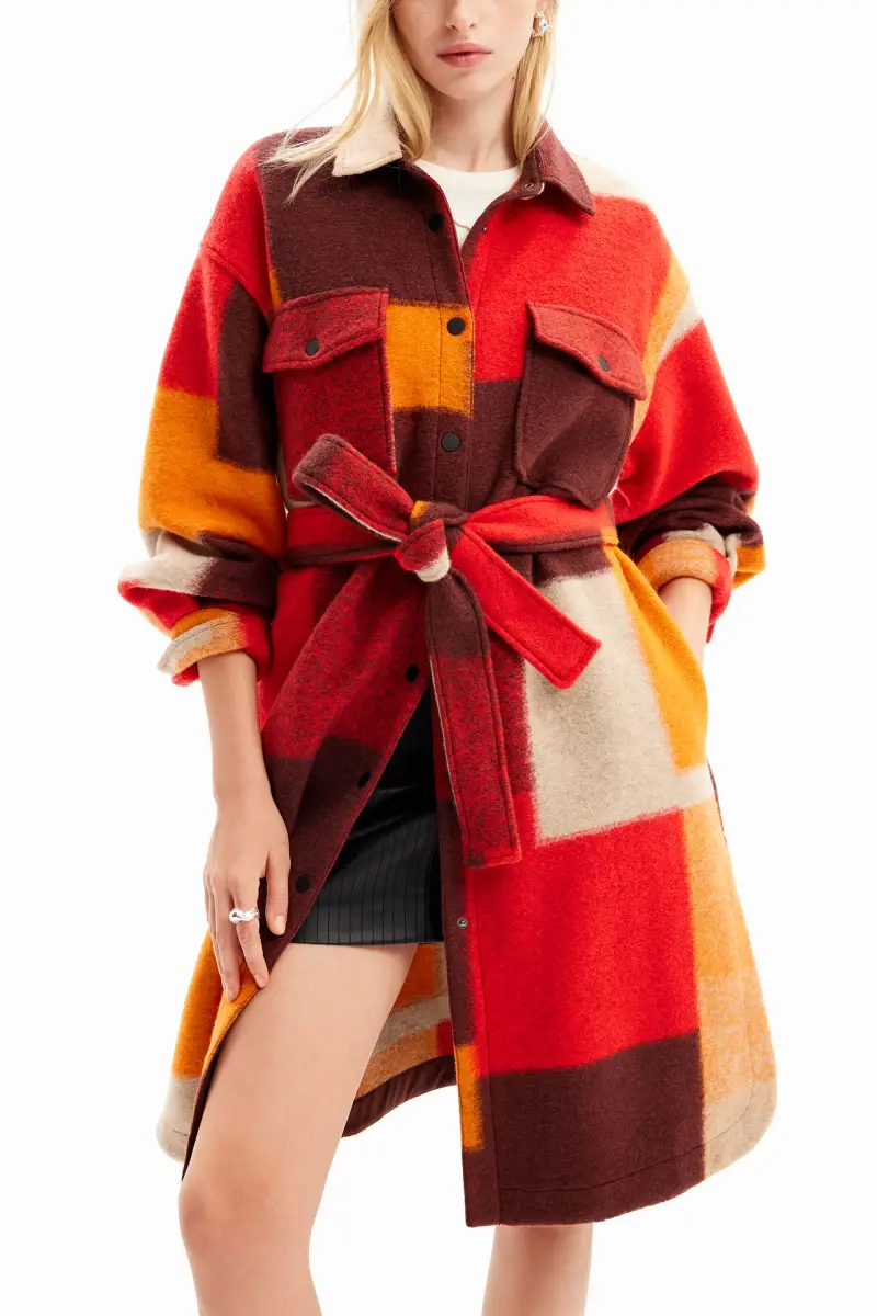 Cappotto overshirt quadri ORANGE miniatura 2