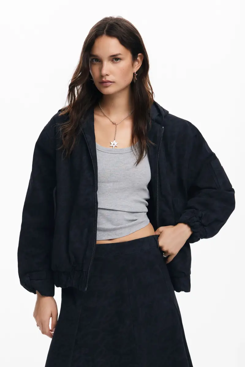 Cappotto trapuntato con cuori BLACK miniatura 2