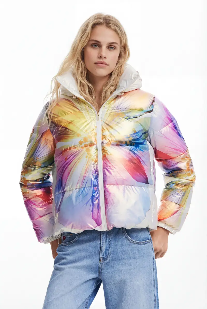 Cappotto trapuntato floreale YELLOW