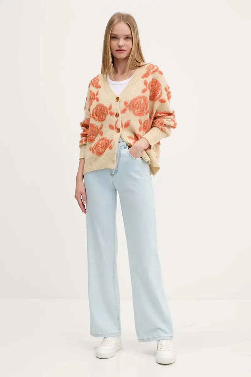 cardigan con aggiunta di lana CARTER colore beige 25WWJF22 miniatura 2