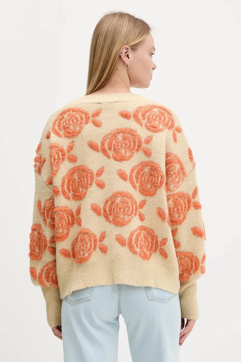 cardigan con aggiunta di lana CARTER colore beige 25WWJF22 miniatura 3