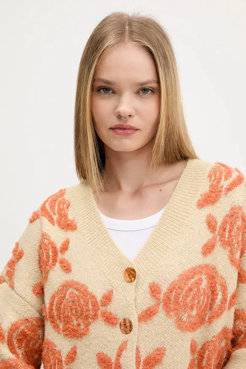 cardigan con aggiunta di lana CARTER colore beige 25WWJF22 miniatura 4