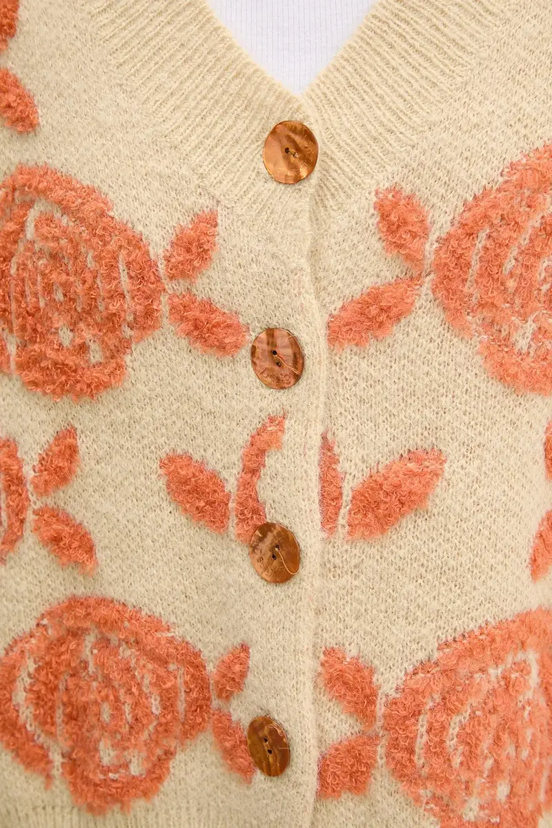 cardigan con aggiunta di lana CARTER colore beige 25WWJF22 miniatura 5