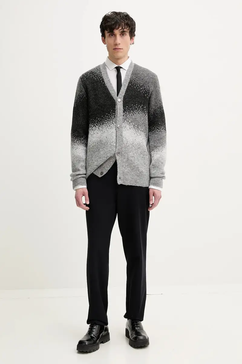 cardigan con aggiunta di lana MANCHESTER colore grigio 25SMJF12 miniatura 2