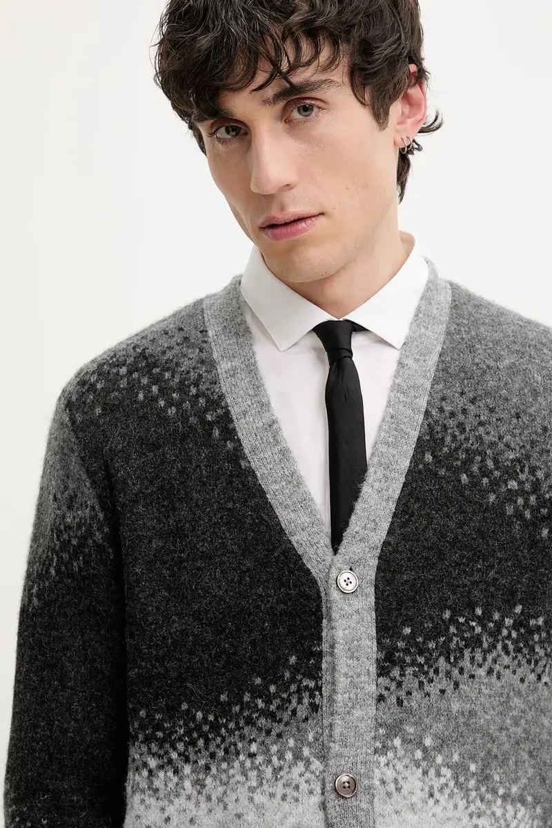 cardigan con aggiunta di lana MANCHESTER colore grigio 25SMJF12 miniatura 4