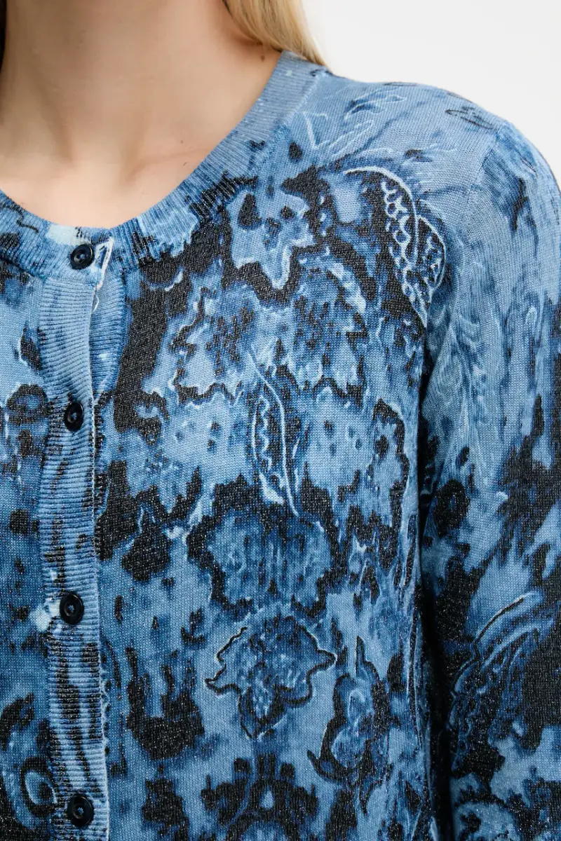 Desigual Cardigan Donna Blu 3132965 miniatura 5