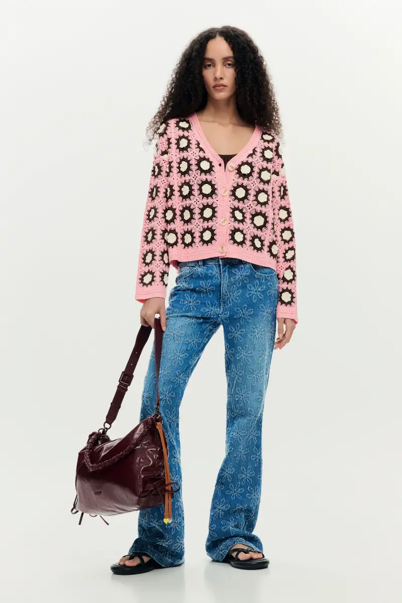 cardigan rosa all uncinetto RED