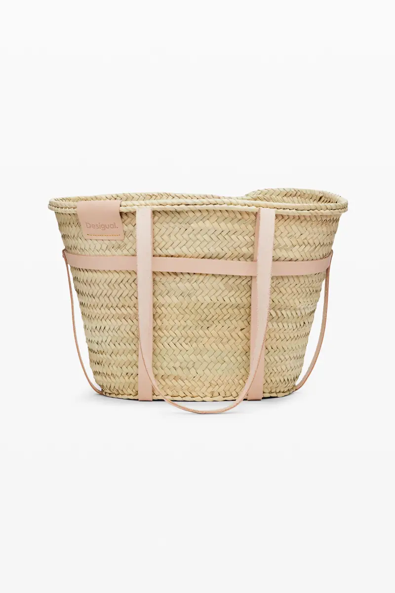 Cesto L vimini pelle WHITE