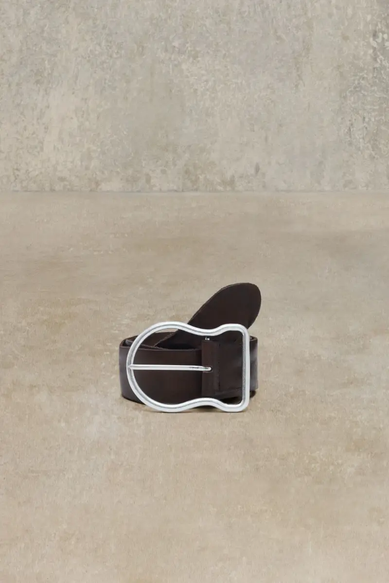 Cintura con fibbia ovale in pelle studio BROWN