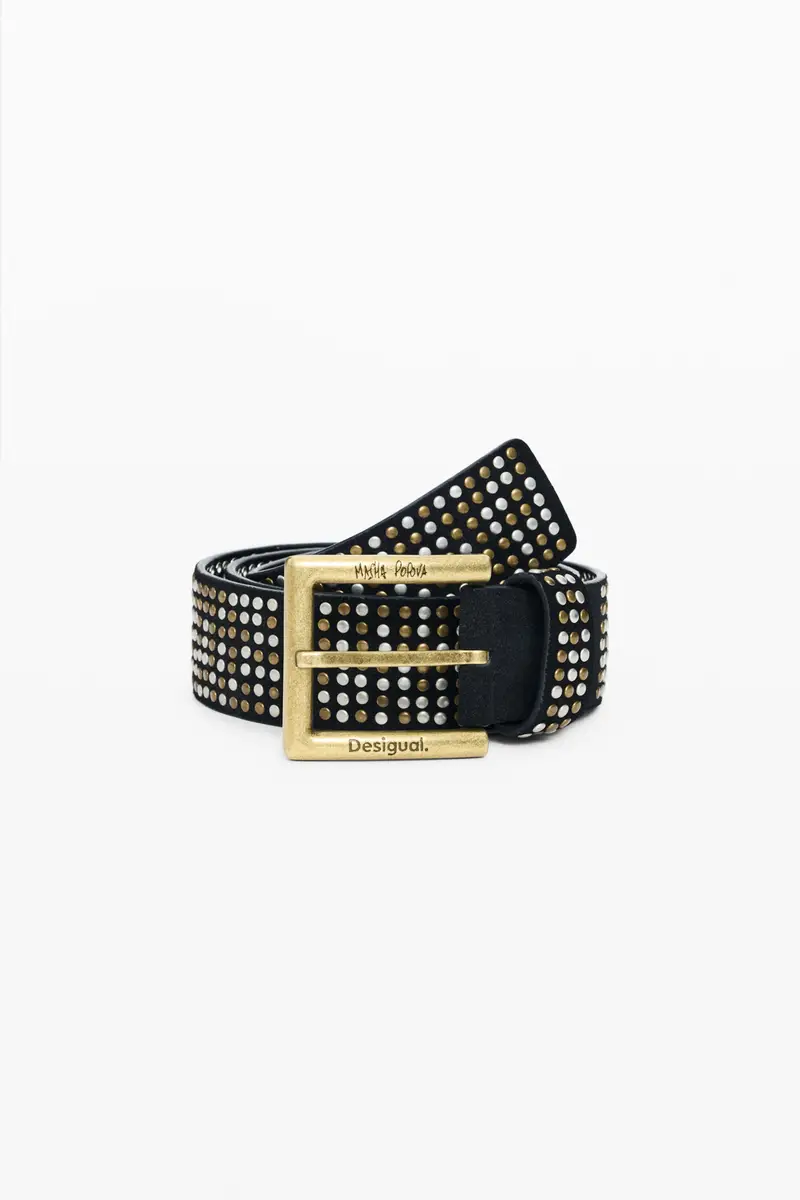 cintura in pelle con borchie masha popova BLACK