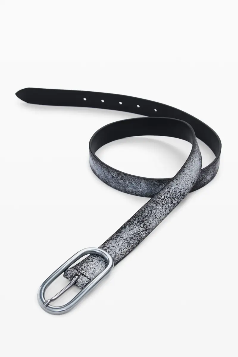 CINTURA IN PELLE GRIGIA MATERIAL FINISHES miniatura 2