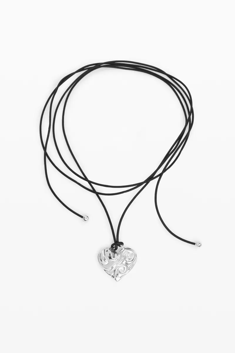 Ciondolo cuore corda bagno argento Zalio BLACK miniatura 2