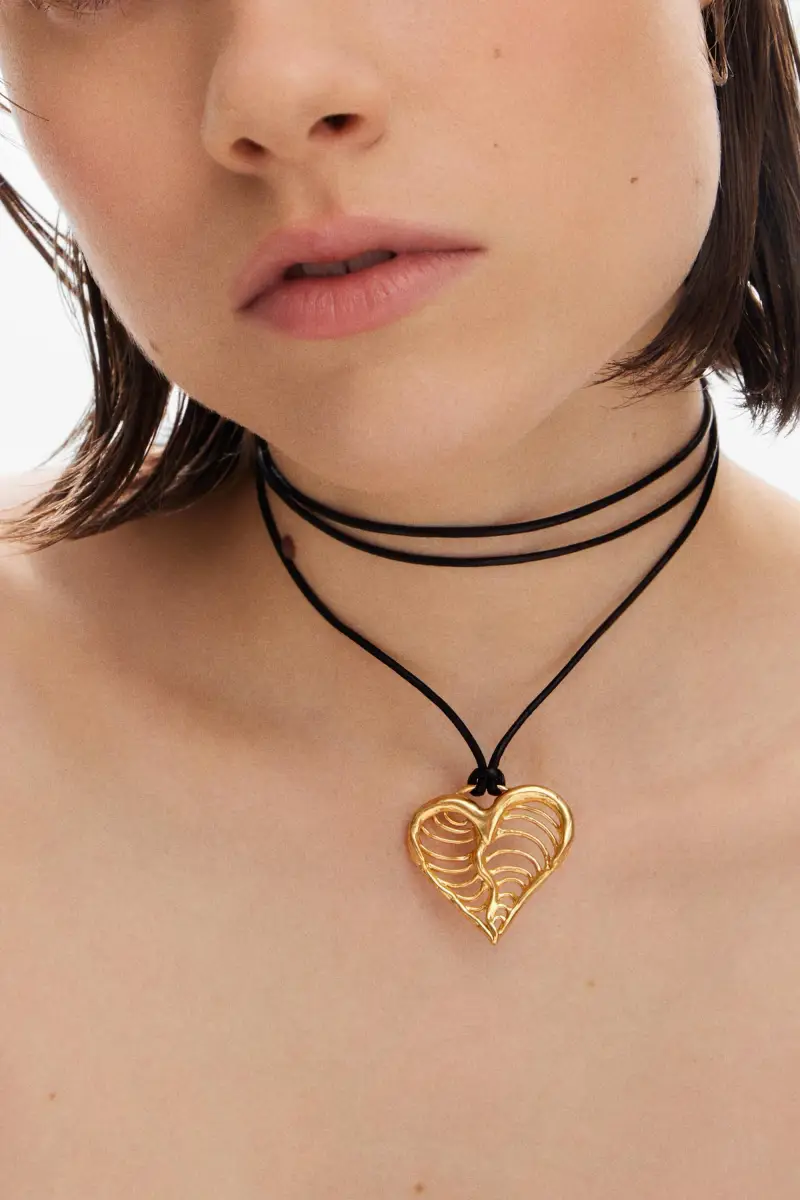 Ciondolo cuore cordoncino placcato oro Zalio MATERIAL FINISHES miniatura 2