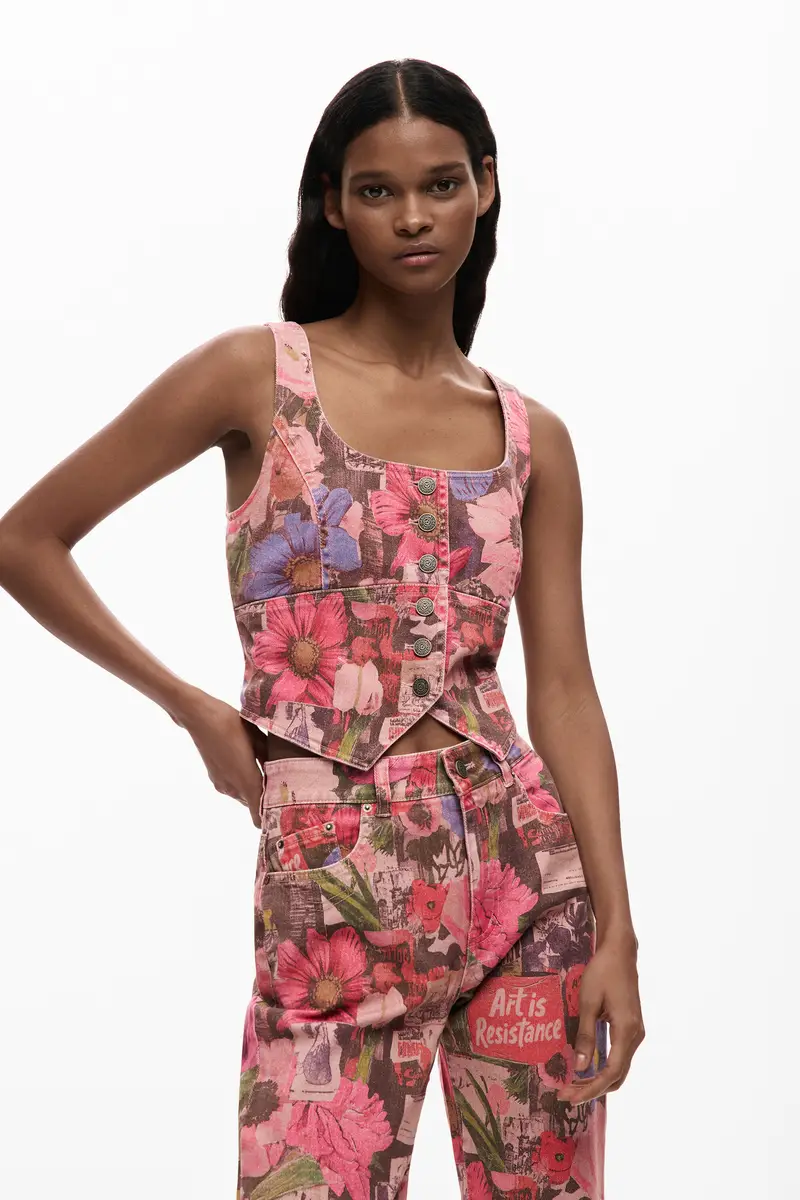 corsetto di jeans stampato RED