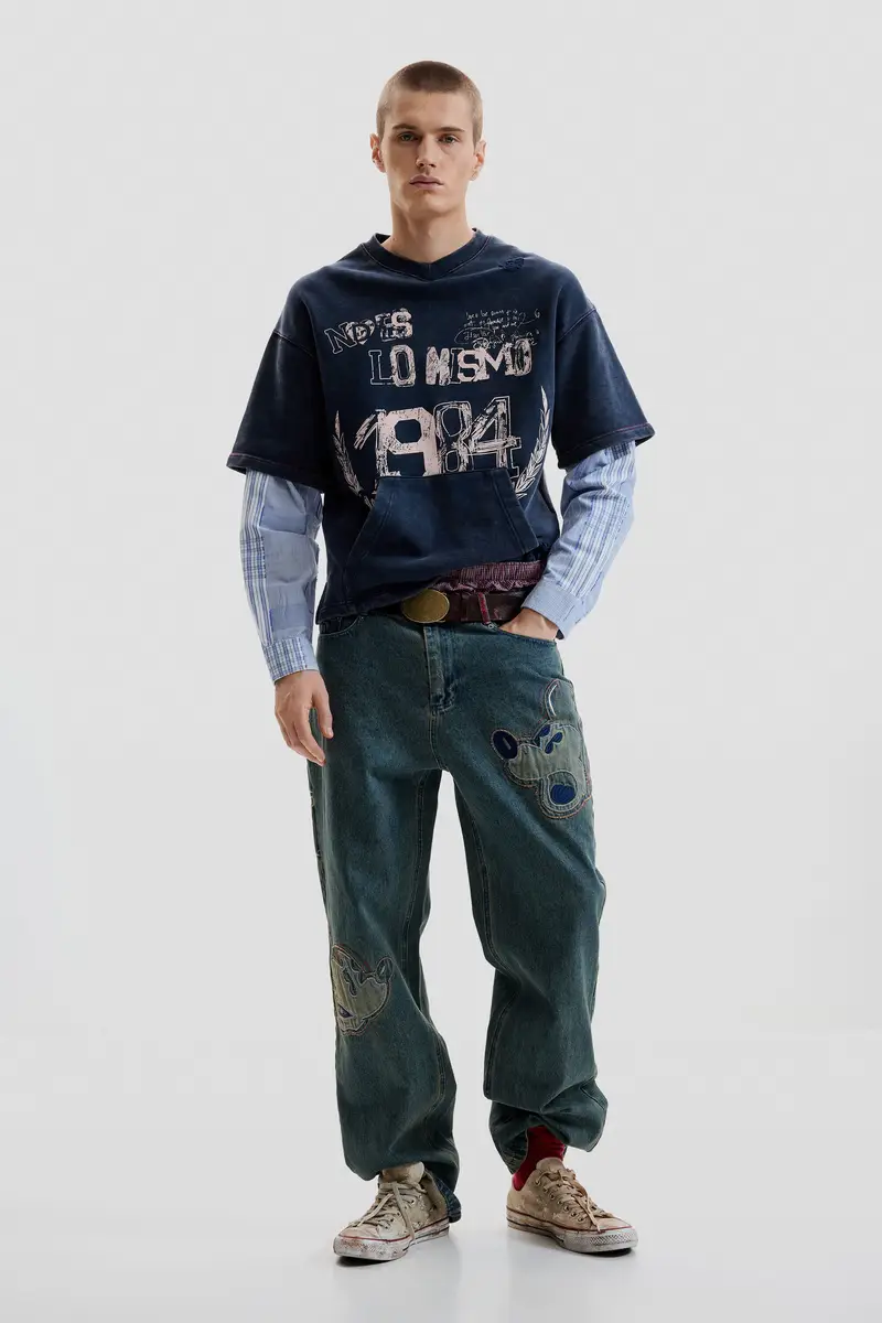 FELPA A MANICHE LUNGHE BLUE miniatura 2