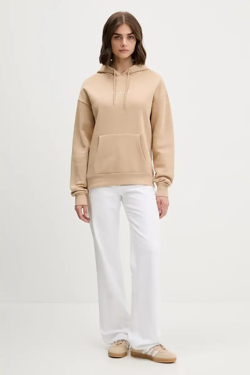 felpa BASIC donna colore marrone con cappuccio 25WWSK13 miniatura 2