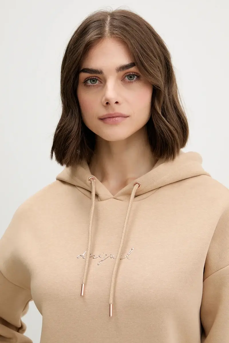 felpa BASIC donna colore marrone con cappuccio 25WWSK13 miniatura 4