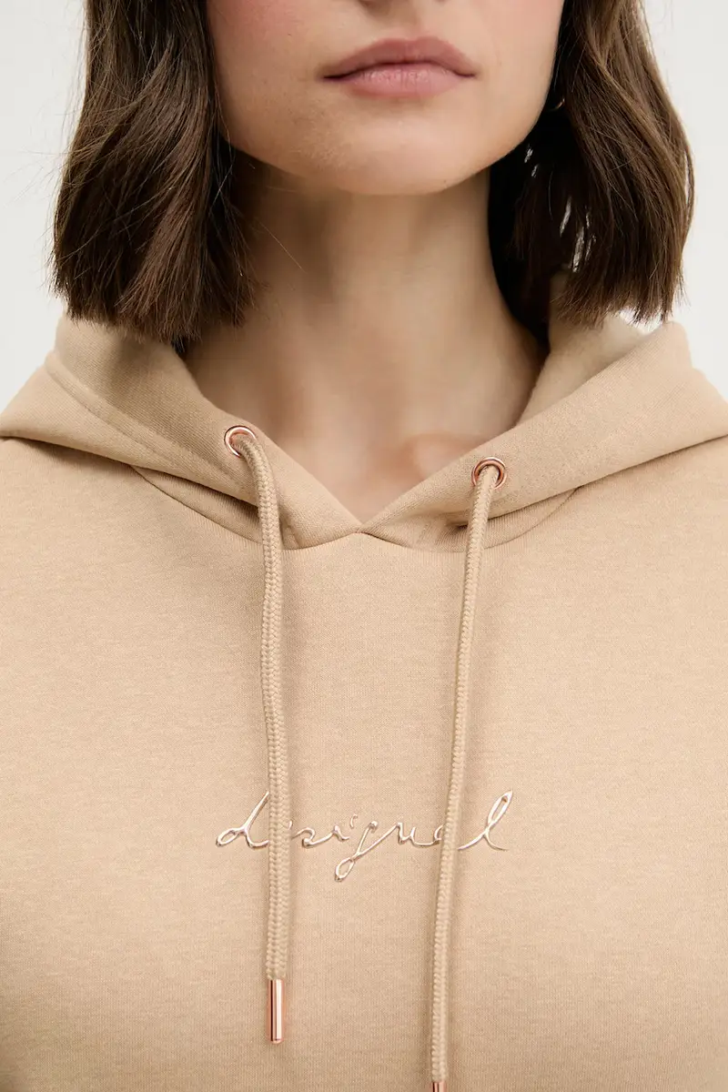 felpa BASIC donna colore marrone con cappuccio 25WWSK13 miniatura 5