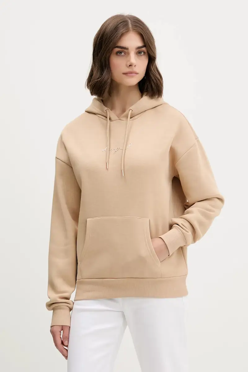 felpa BASIC donna colore marrone con cappuccio 25WWSK13