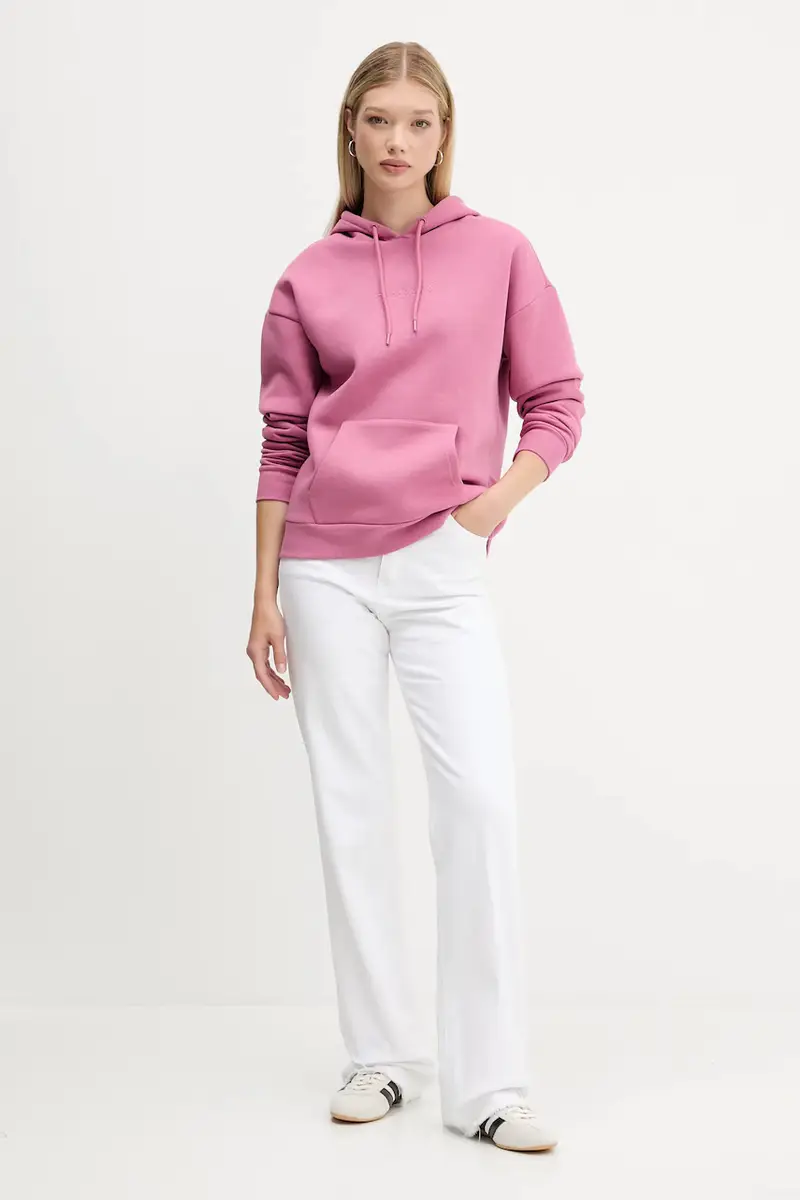 felpa BASIC donna colore rosa con cappuccio 25WWSK13 miniatura 2
