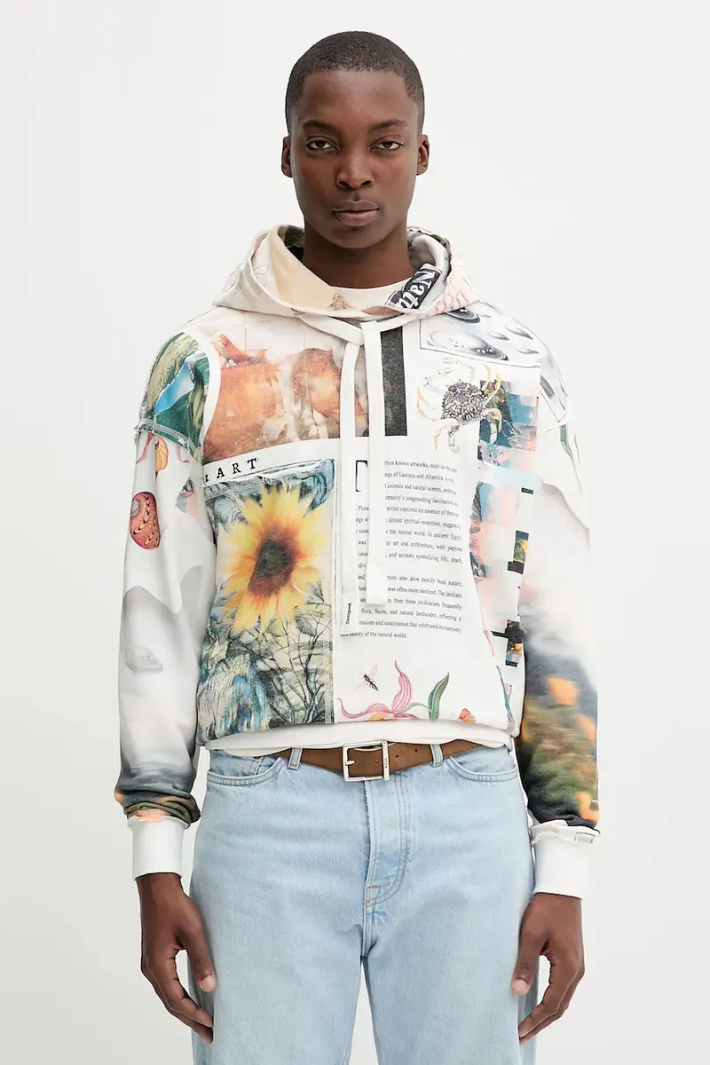 felpa BRADFORD uomo colore beige con cappuccio 25WMSK11