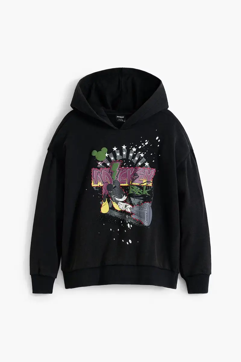 felpa colore nero con cappuccio 25WBSK07 miniatura 2