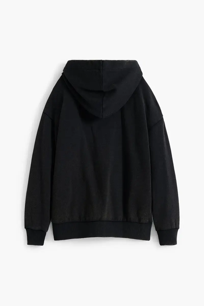 felpa colore nero con cappuccio 25WBSK07 miniatura 3