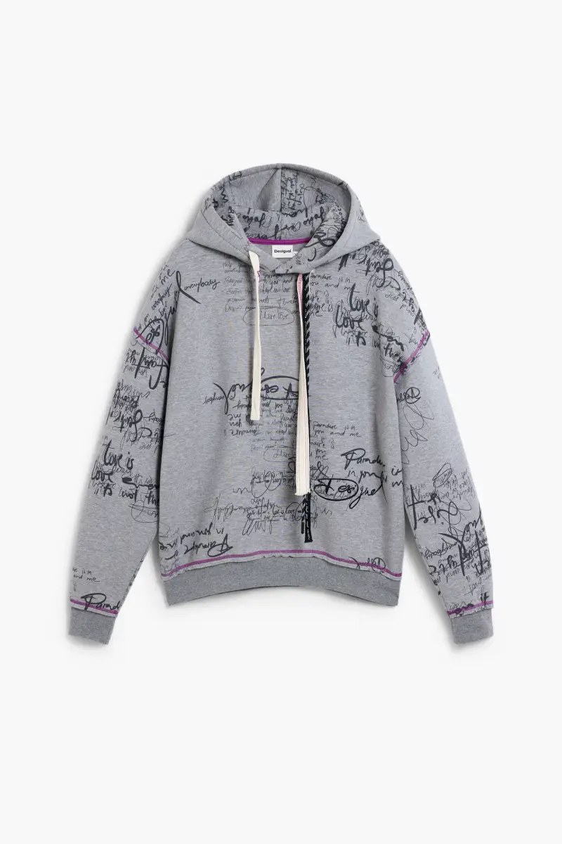 Felpa con cappuccio e lettering BLACK