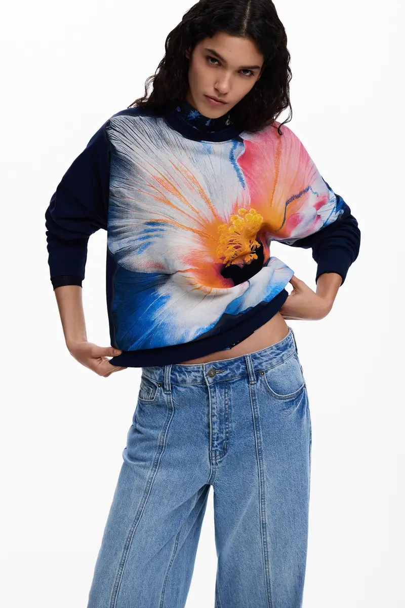 Felpa con grande fiore RED