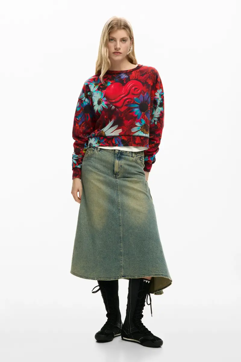 FELPA CON STAMPA CUORE BLACK miniatura 2