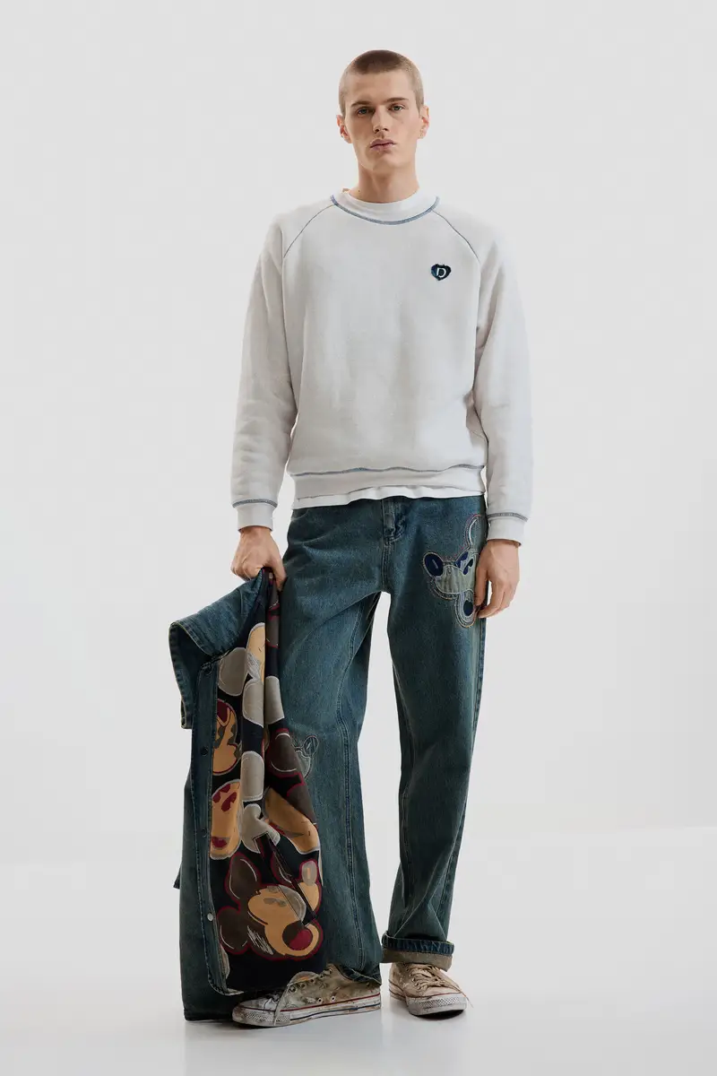 FELPA DI COTONE BASICA WHITE miniatura 2