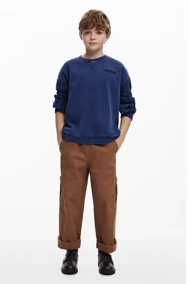 felpa in cotone bambino/a colore blu 25WBSK02 miniatura 5