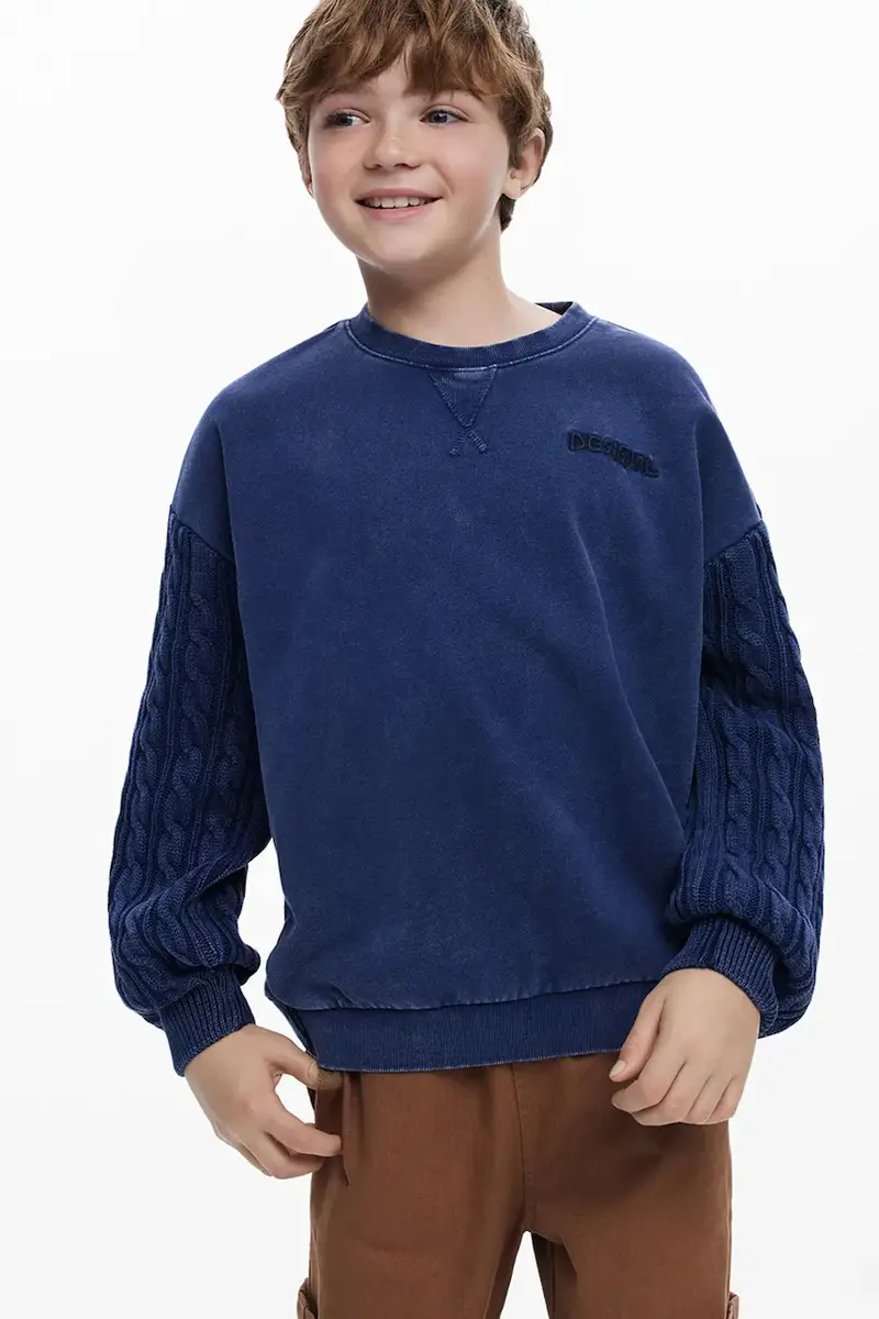 felpa in cotone bambino/a colore blu 25WBSK02