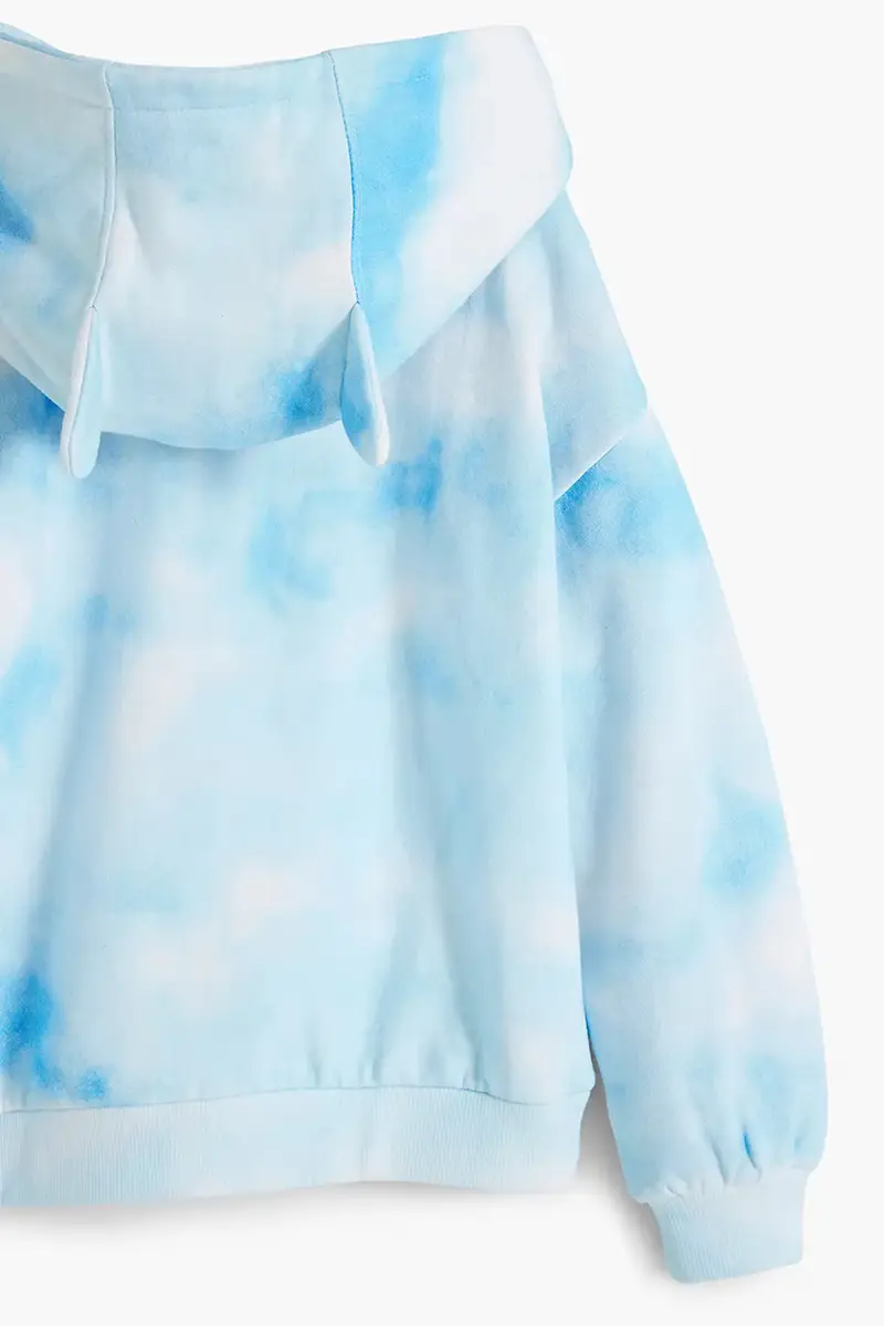 felpa in cotone bambino/a colore blu con cappuccio 25WGSK02 miniatura 4