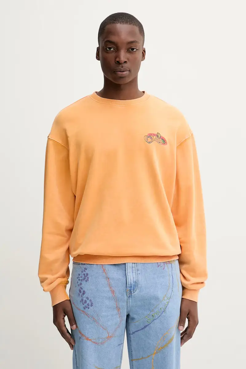 felpa in cotone BUDA uomo colore arancione con applicazione 25WMSK02 miniatura 3