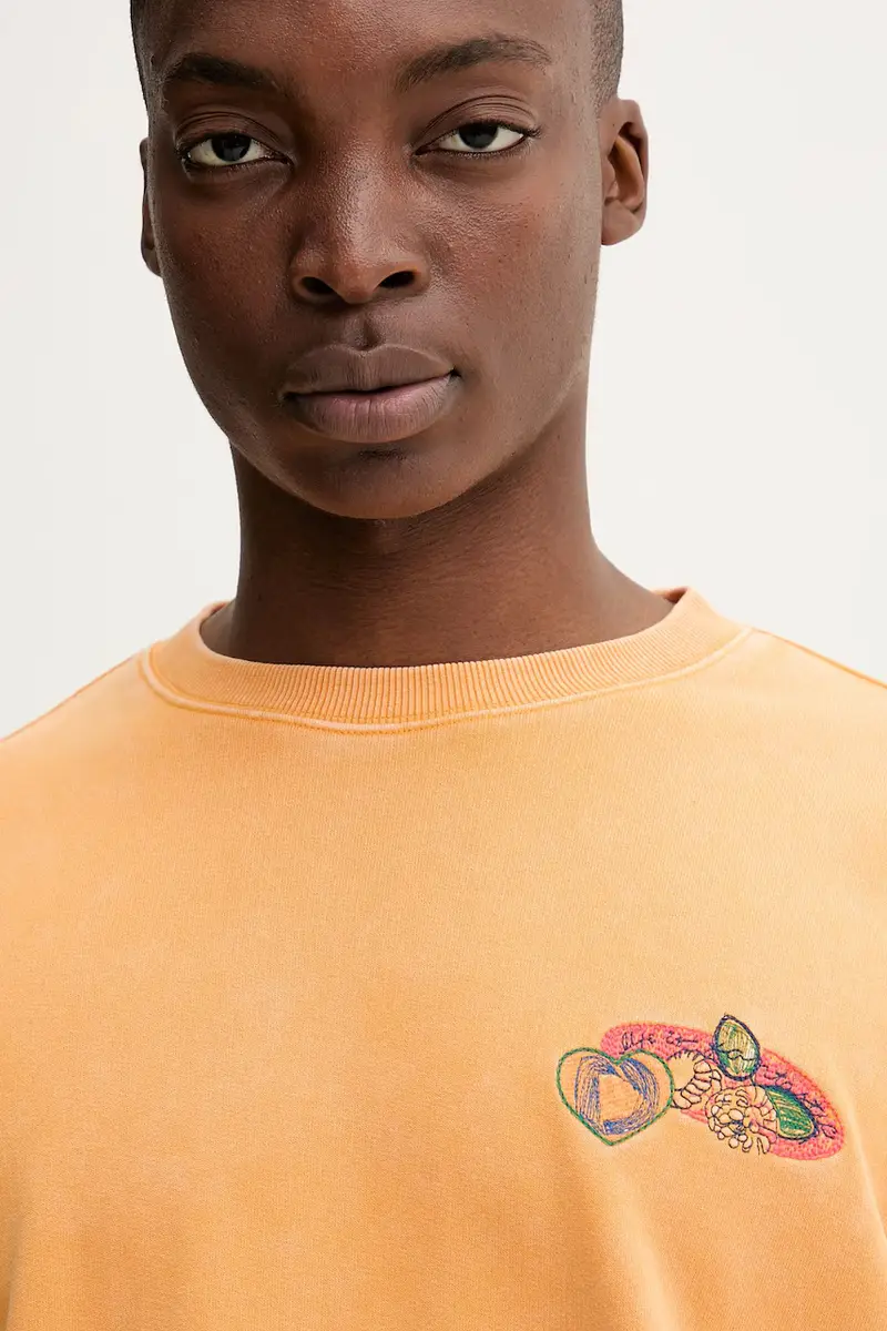 felpa in cotone BUDA uomo colore arancione con applicazione 25WMSK02 miniatura 4