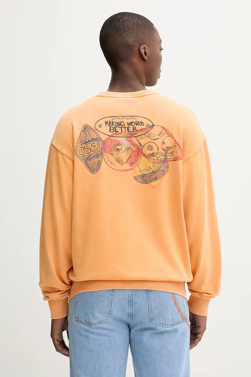 felpa in cotone BUDA uomo colore arancione con applicazione 25WMSK02