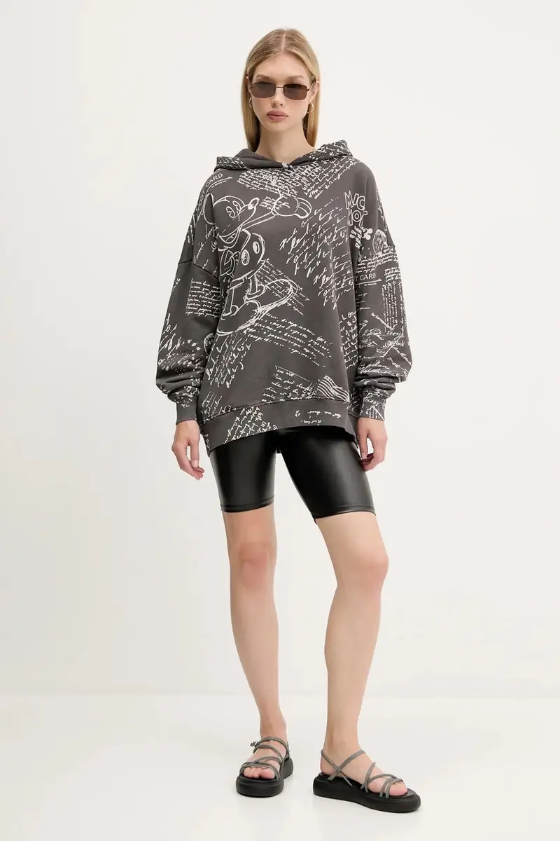 felpa in cotone LETTERS MICKEY donna colore grigio con cappuccio 25WWSK03 miniatura 2