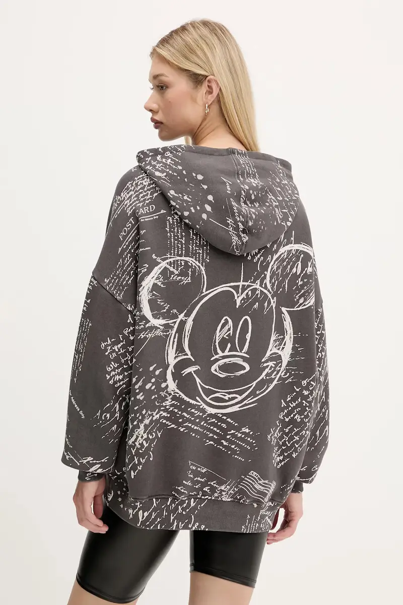 felpa in cotone LETTERS MICKEY donna colore grigio con cappuccio 25WWSK03 miniatura 3