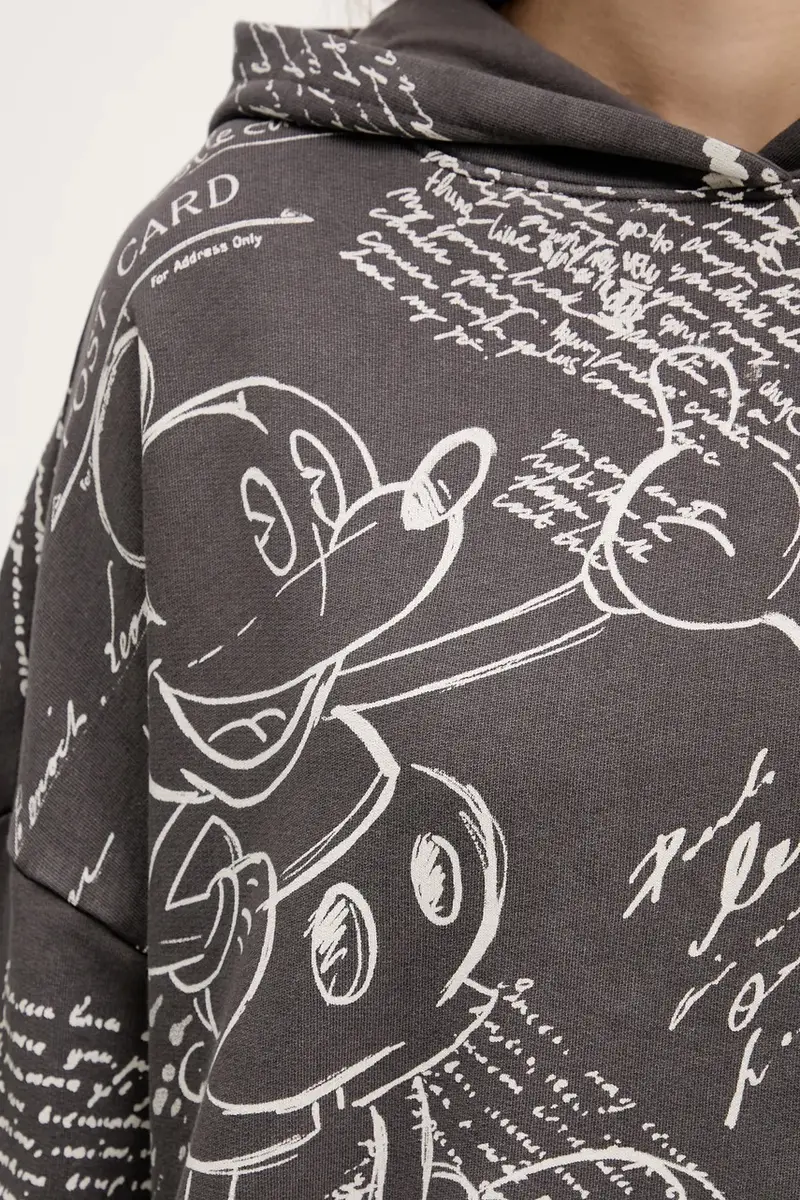 felpa in cotone LETTERS MICKEY donna colore grigio con cappuccio 25WWSK03 miniatura 5