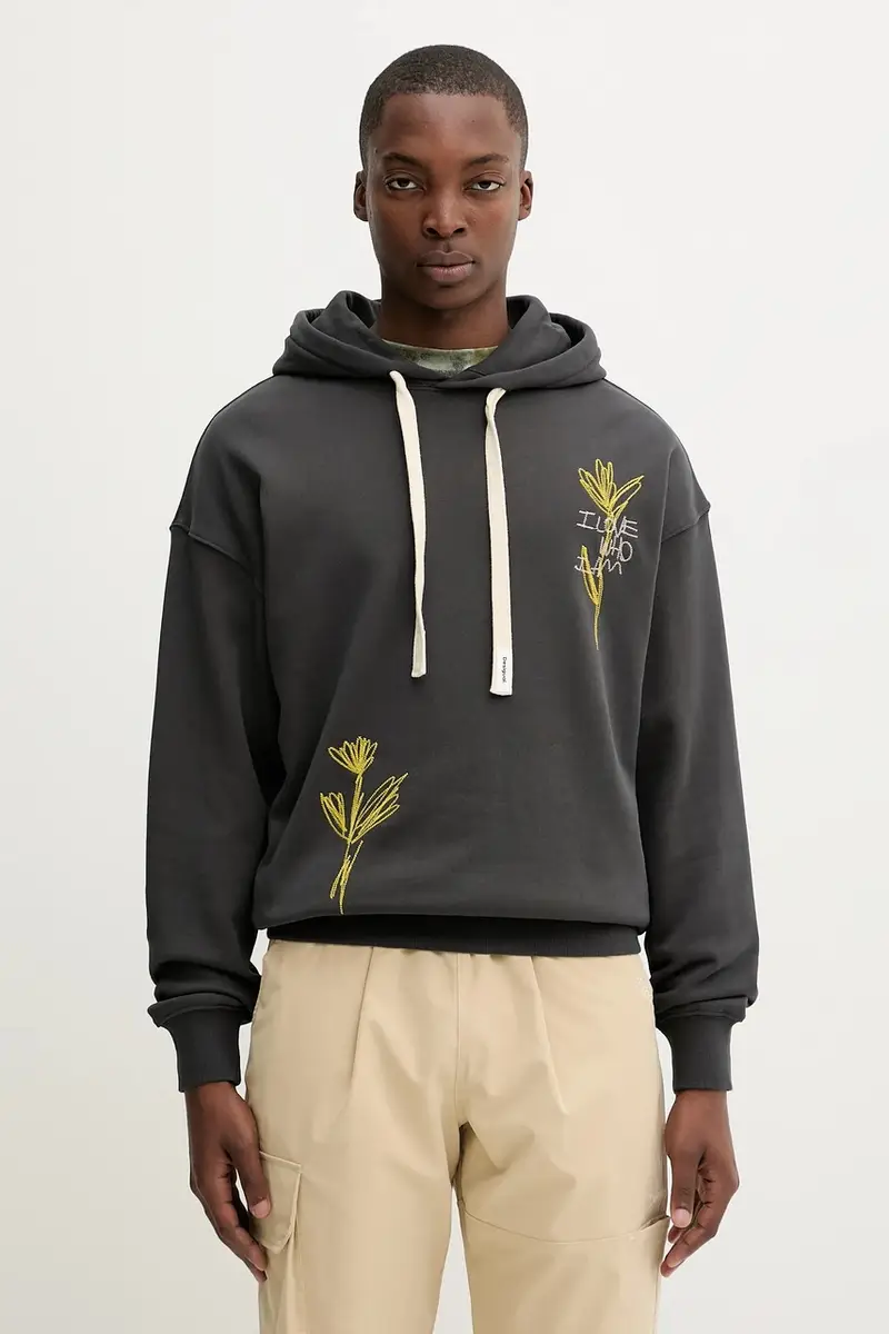 felpa in cotone MANILA uomo colore nero con cappuccio 25WMSK12 miniatura 3