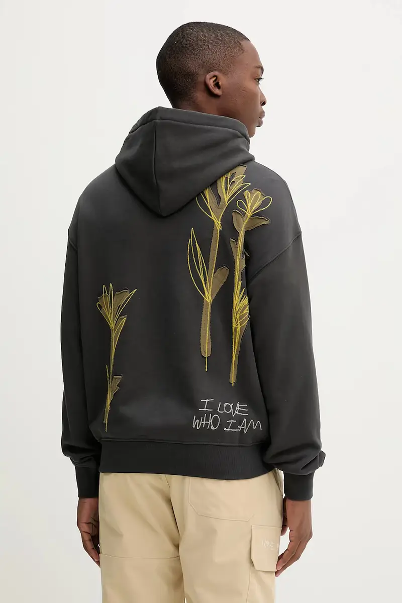 felpa in cotone MANILA uomo colore nero con cappuccio 25WMSK12