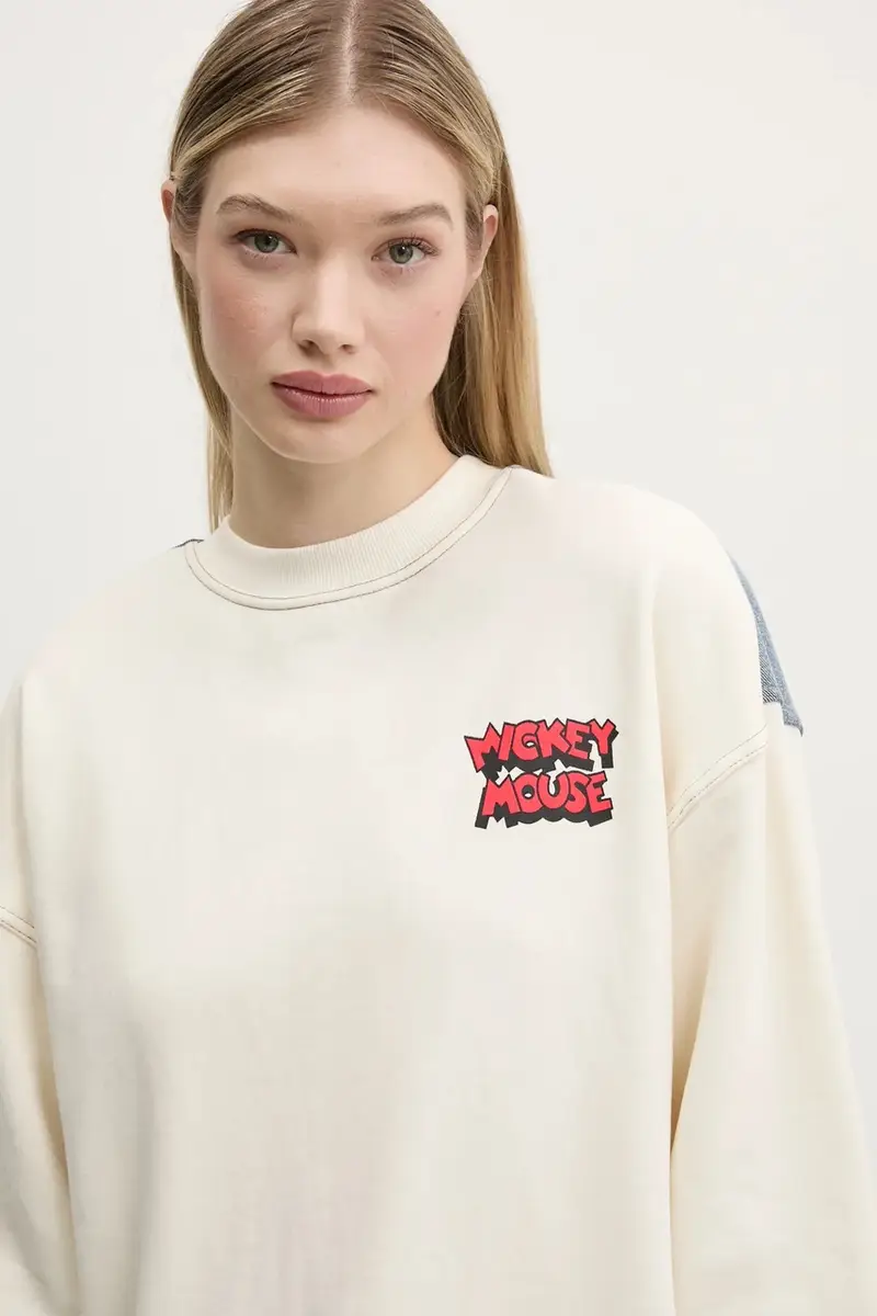 felpa in cotone MICKEY MOUSE donna colore beige 25SWSK39 miniatura 5