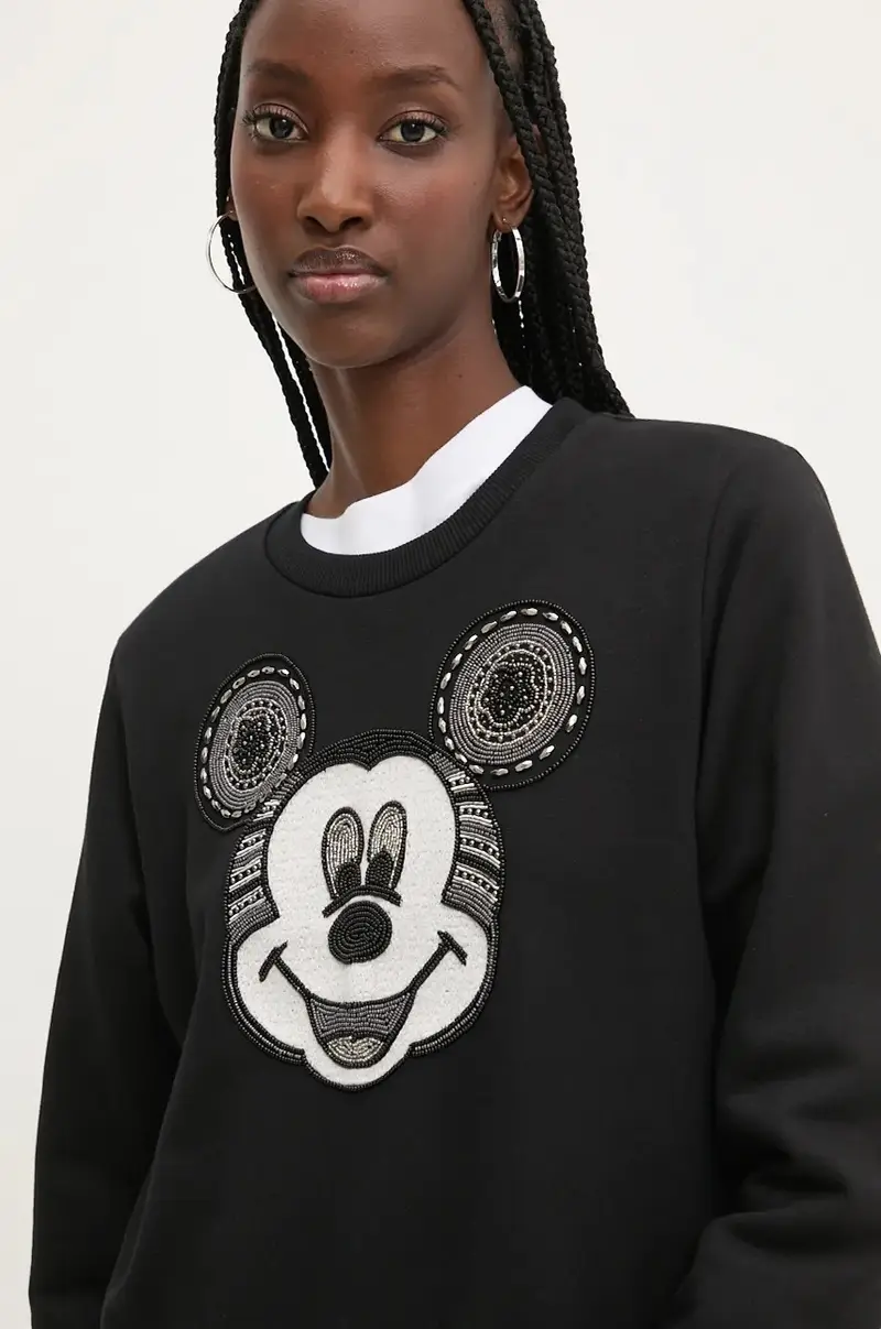 felpa in cotone MICKEY YEAH! donna colore nero con applicazione 24WWSK10 miniatura 3