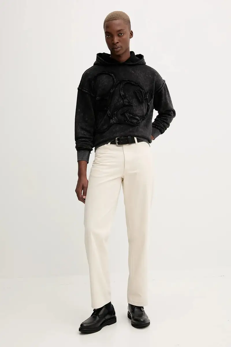 felpa in cotone ORLANDO uomo colore nero con cappuccio 25WMSK19 miniatura 2