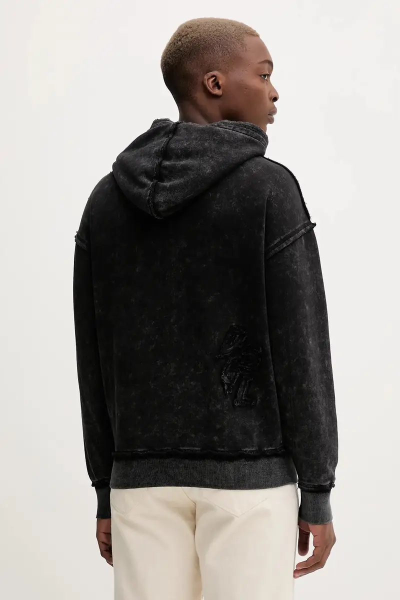 felpa in cotone ORLANDO uomo colore nero con cappuccio 25WMSK19 miniatura 3