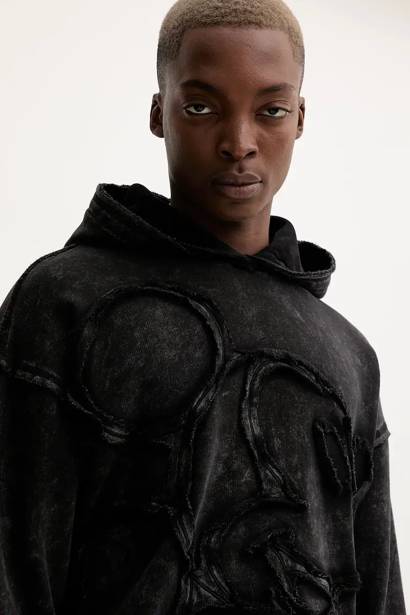 felpa in cotone ORLANDO uomo colore nero con cappuccio 25WMSK19 miniatura 4